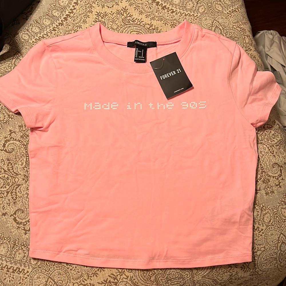 NWT forever 21 Made in the 90’s pink cropped t-shirt size S crop top new